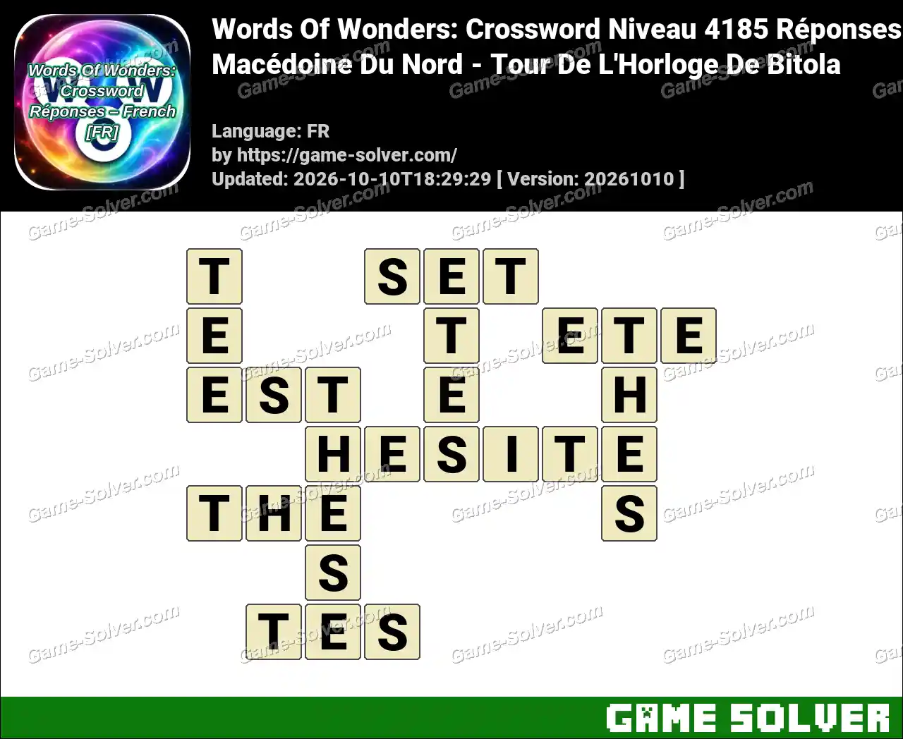 Words Of Wonders: Crossword Niveau 4185 Réponses – Macédoine Du Nord – Tour De L’Horloge De Bitola